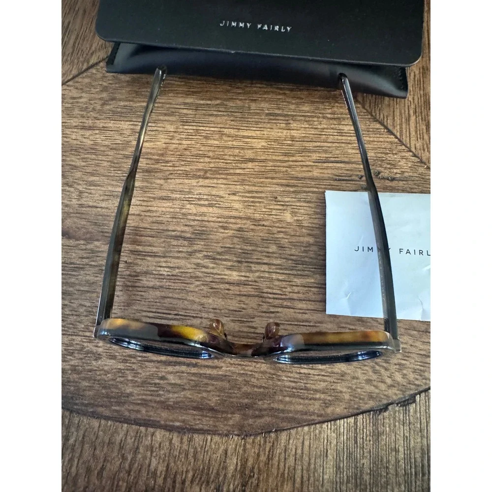 Jimmy Fairly Tortoise Shell Hexagonal Sunglasses with Case and Cleaning Cloth